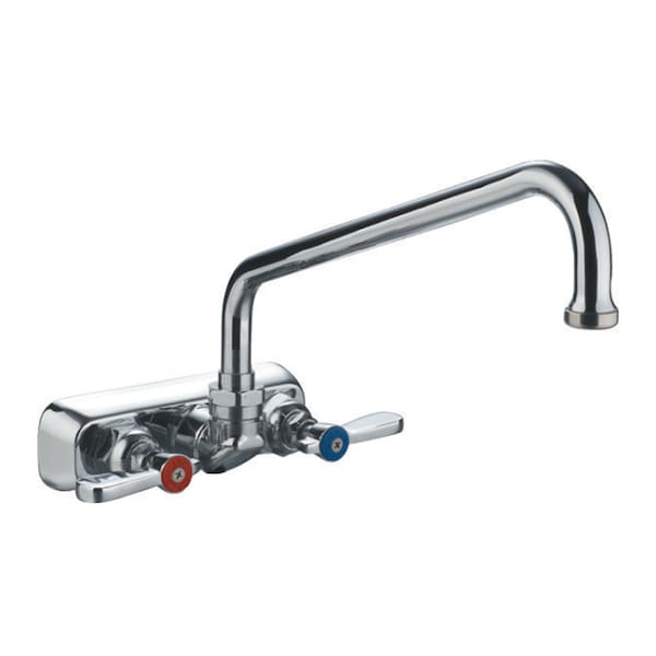 Whitehaus Heavy Duty Wall Mount Utility Faucet W/ Extended Swivel Spout And Lvr WHFS9801-08-C - main